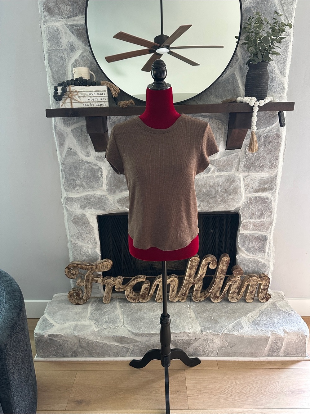AE Brown Short Sleeve Waffle Tee